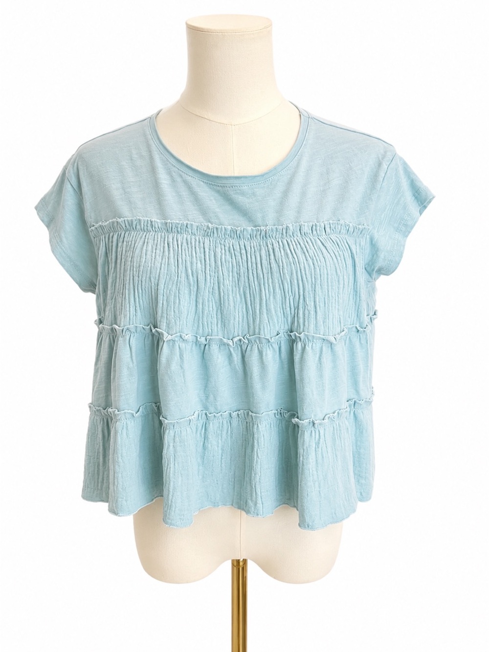 NWT Altar’d State Ruffles Baby Blue Shirt SZ XXS